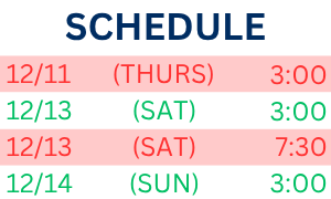 Schedule for A Christmas Concert.